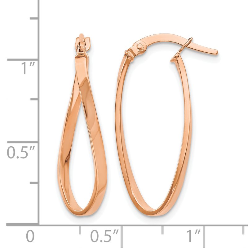 10K Rose Gold Polished Hinged Hoop Earrings