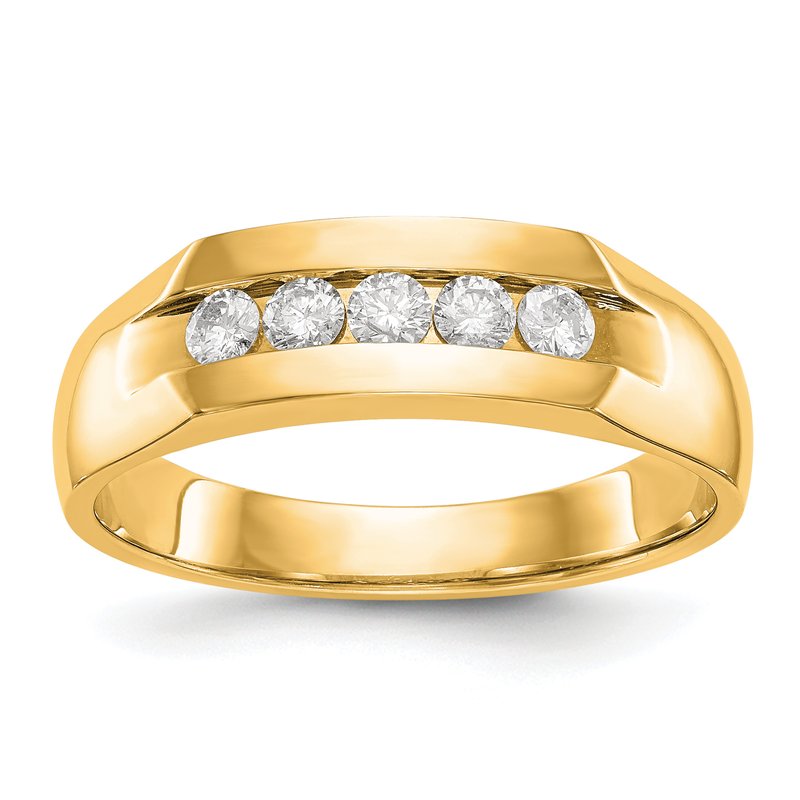 14K White Gold Men's 1/3 carat Lab Grown Diamond VS+ F+ Complete Channel Five Stone Band