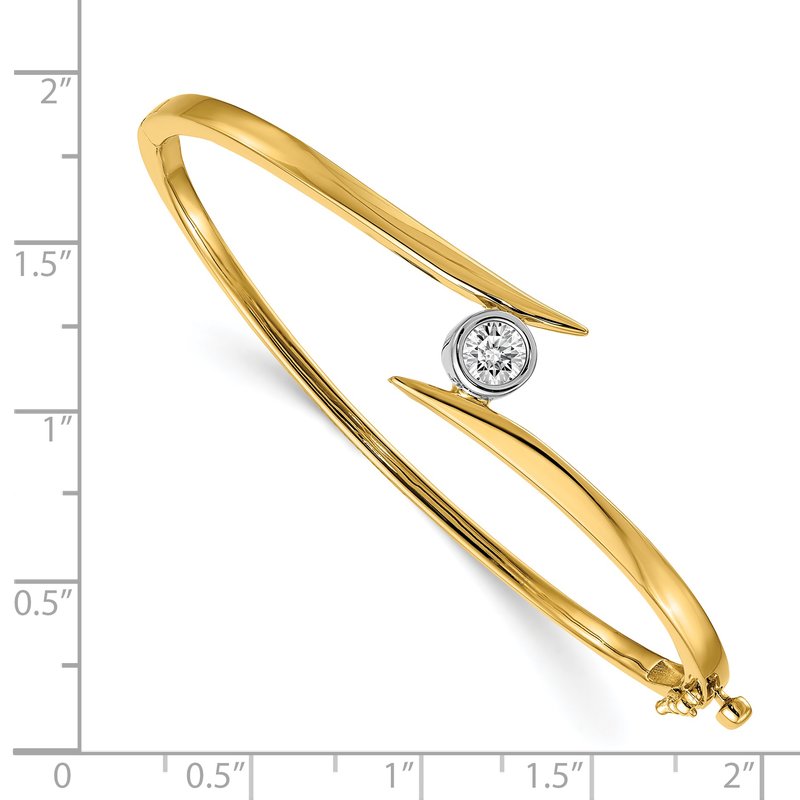 14k Two-tone Complete 1/2 carat VS Diamond Hinged Oval Bangle Bracelet