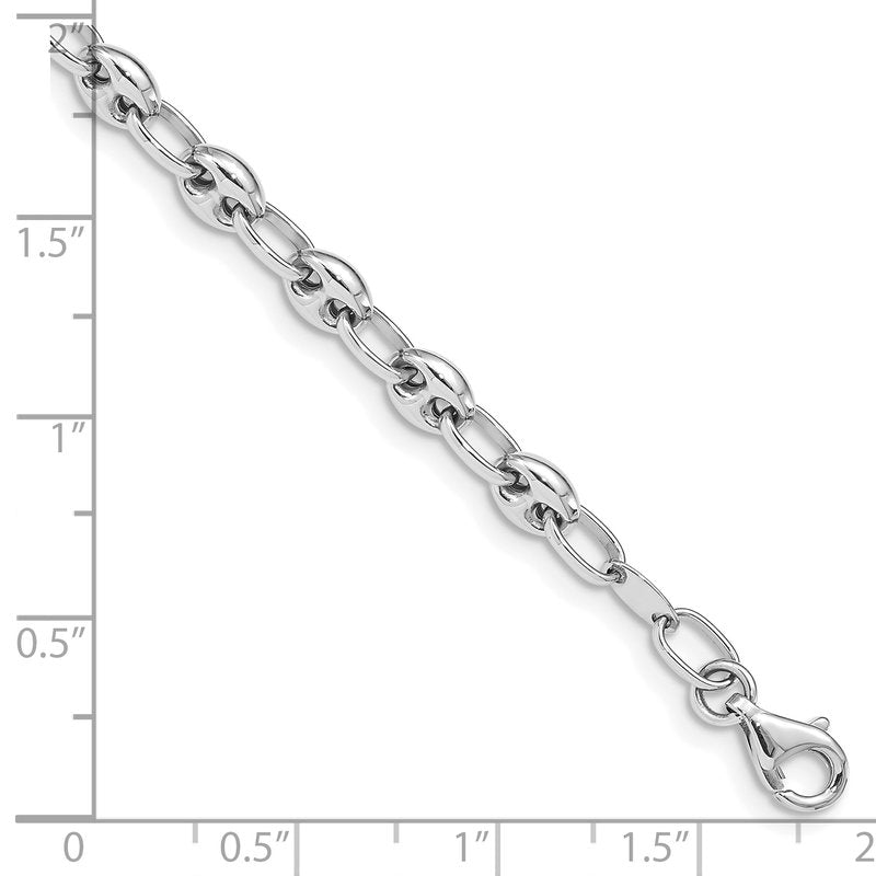14K White Gold Polished Fancy Link 7.5 inch Bracelet