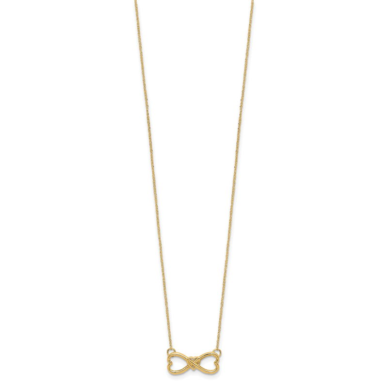 14k Polished Infinity Symbol with Heart Center 18 inch Necklace