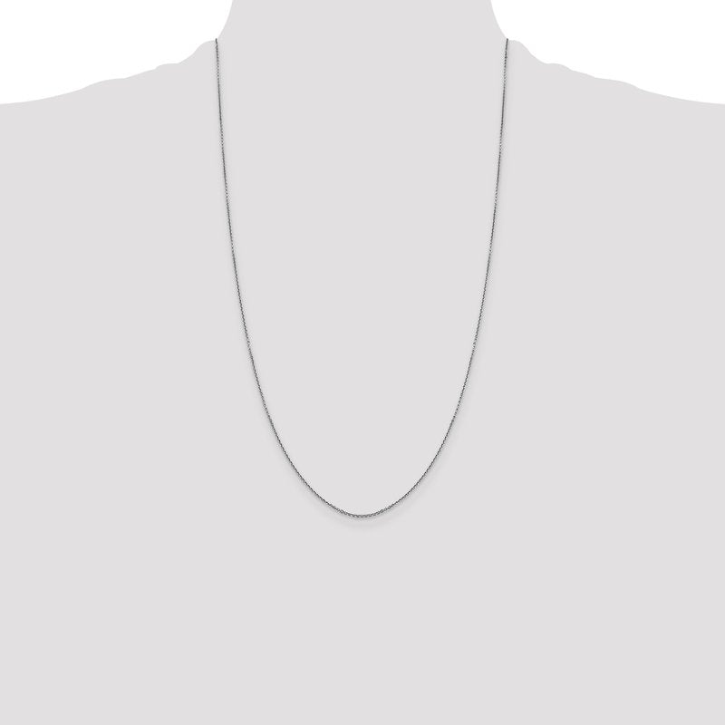 14K White Gold 26 inch .9mm Diamond-cut Round Open Link Cable with Lobster Clasp Chain