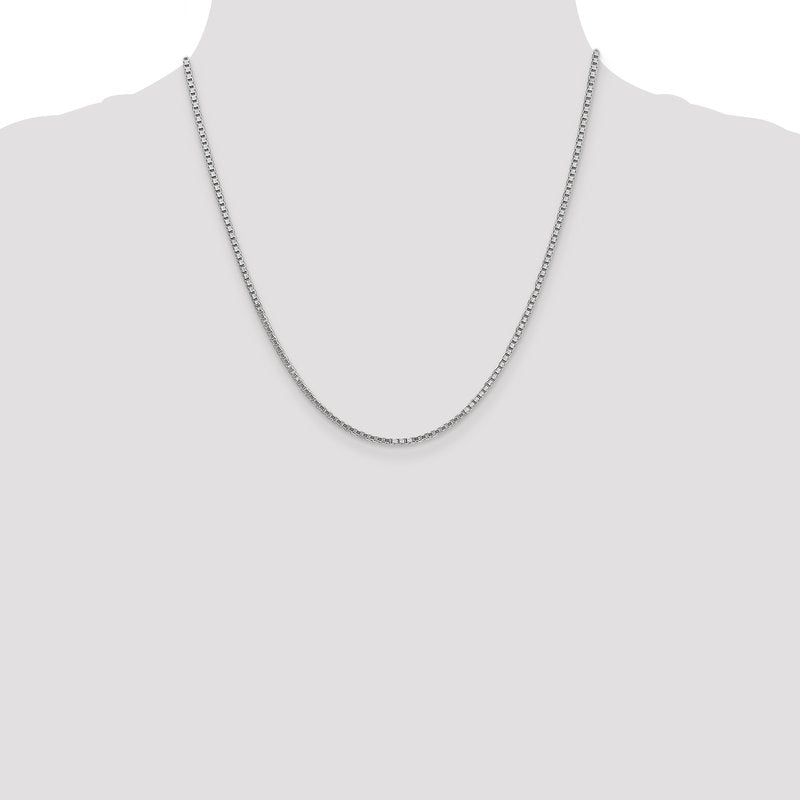 14K White Gold 26 inch 1.9mm Box with Lobster Clasp Chain