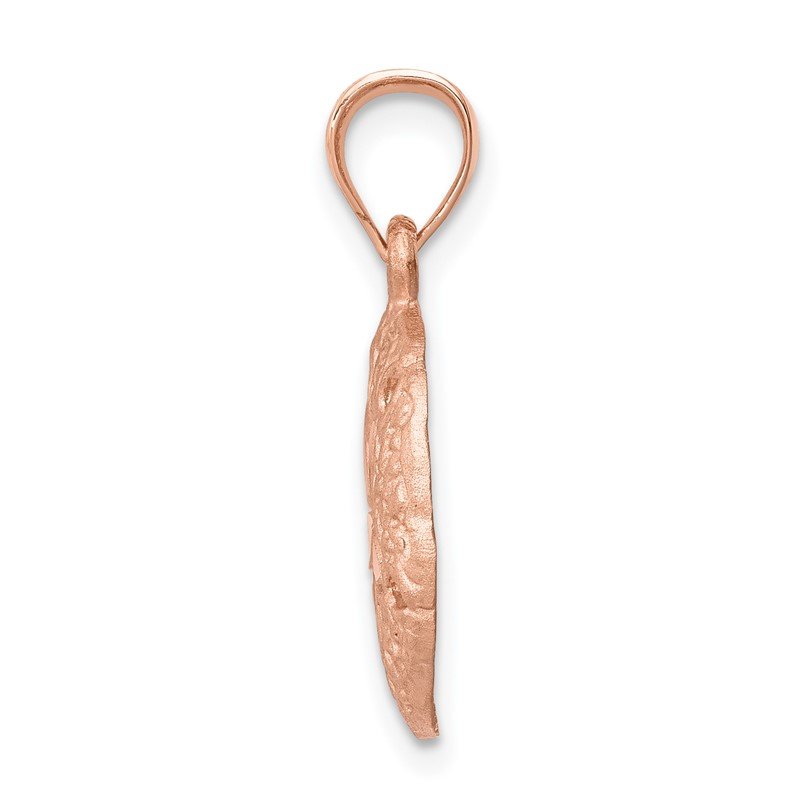 14K Rose Gold Brushed Diamond-cut Sand Dollar Pendant