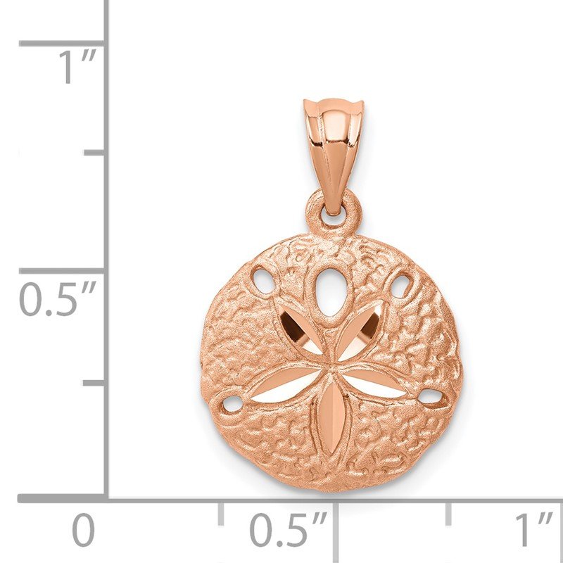 14K Rose Gold Brushed Diamond-cut Sand Dollar Pendant