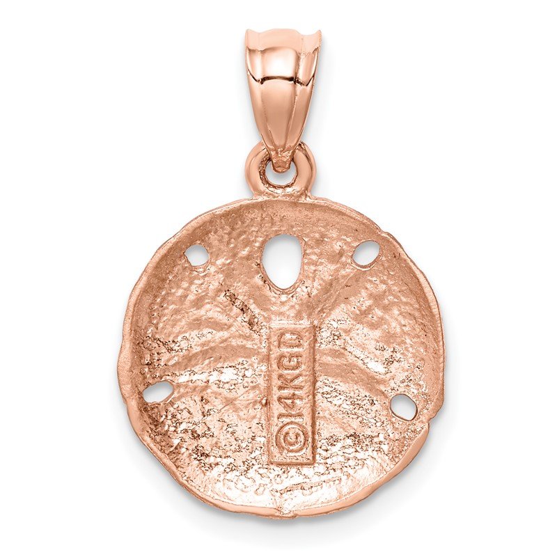 14K Rose Gold Brushed Diamond-cut Sand Dollar Pendant