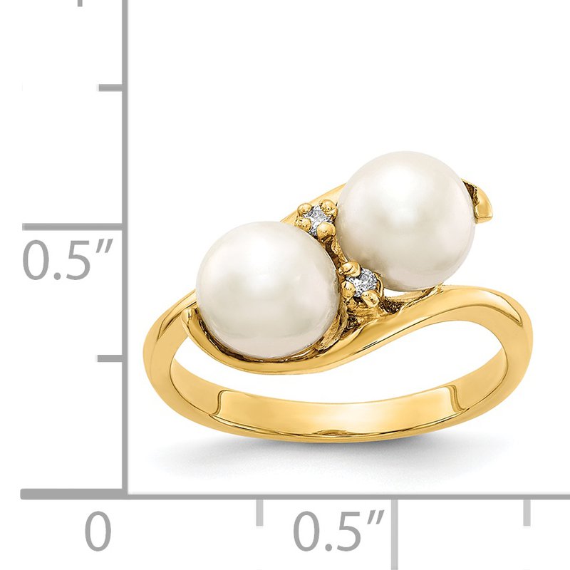 14k 6mm FW Cultured Pearl A Diamond ring