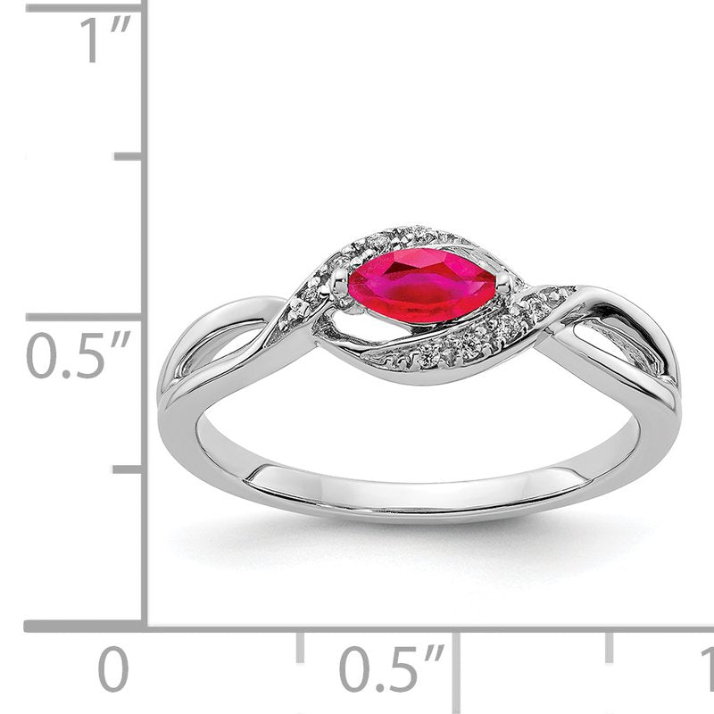 14k White Gold Diamond and Marquise Emerald Ring