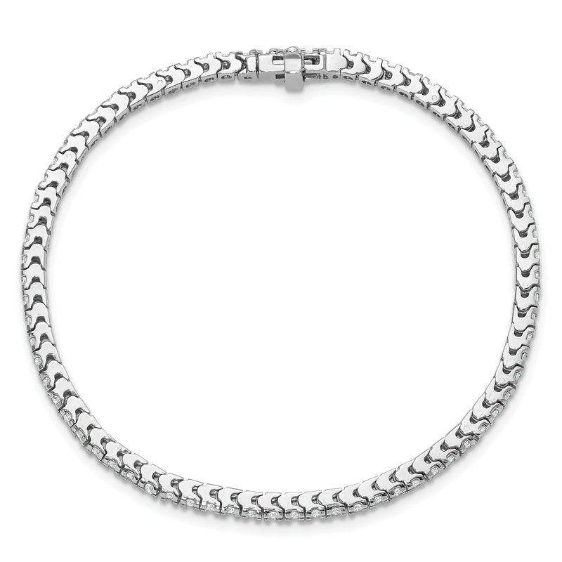 14k White Gold Complete 1.25 carat Round AAA Diamond 4-prong 7 inch Tennis Bracelet