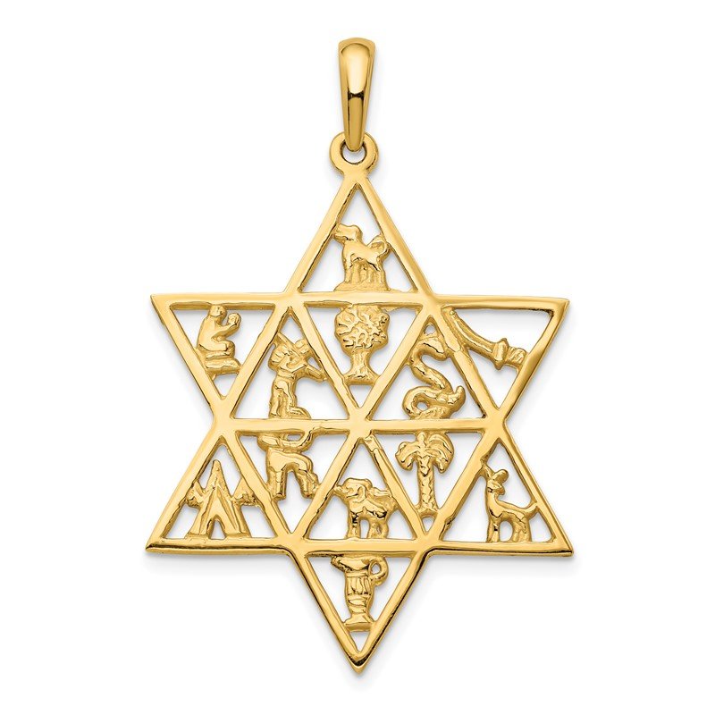 14K 12 Tribes Star Of David Pendant