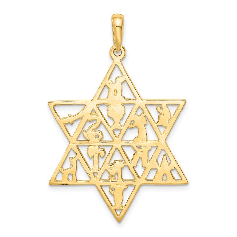 14K 12 Tribes Star Of David Pendant