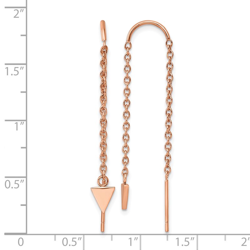 Stainless Steel Polished Rose IP-plated Triangle Threader Dangle Earrings