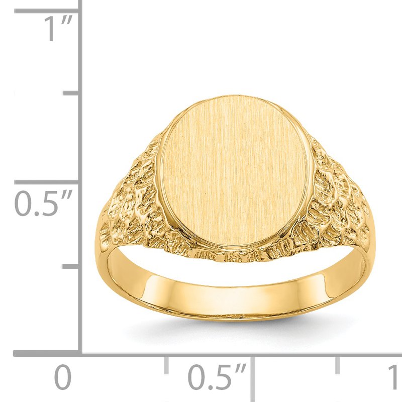 14k 10.5x12.5mm Open Back Mens Signet Ring