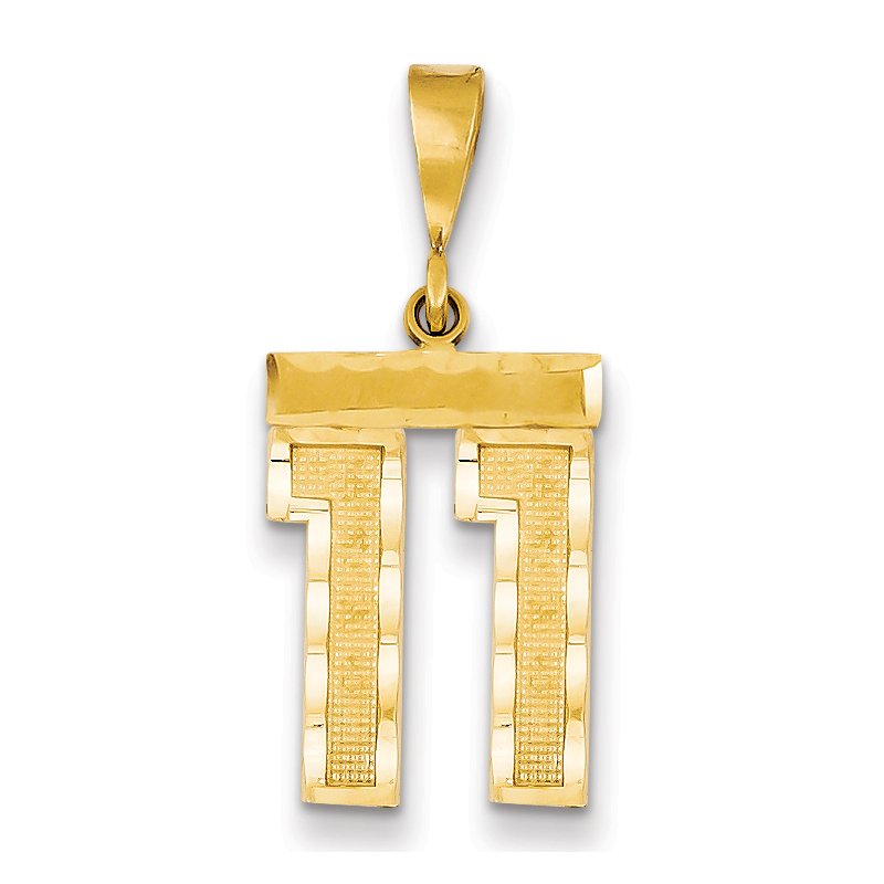 14k Medium Diamond-cut Number 11 Charm
