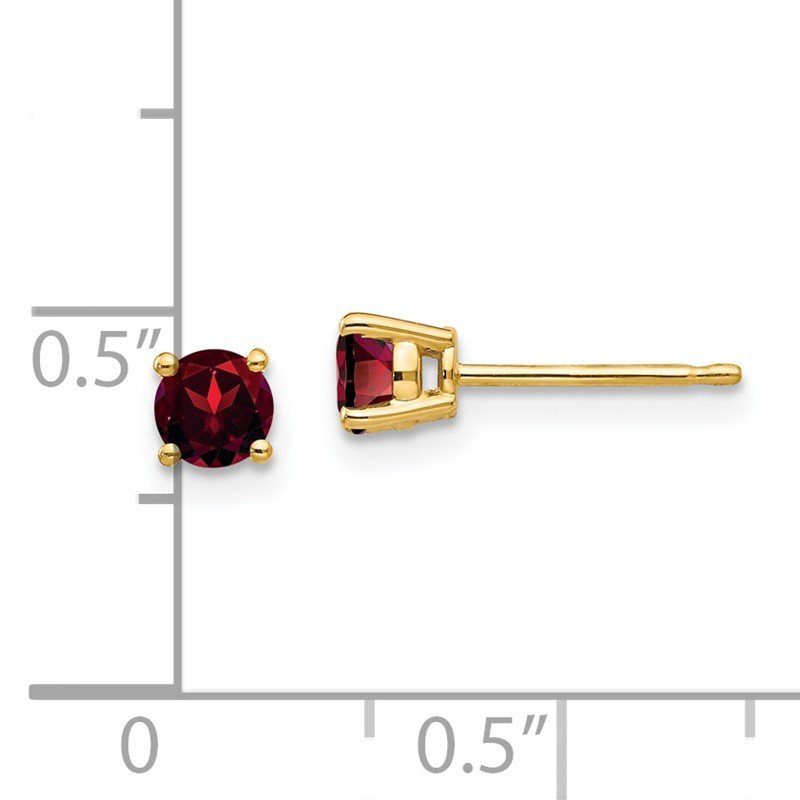 14k 4mm Round Garnet Post Earrings