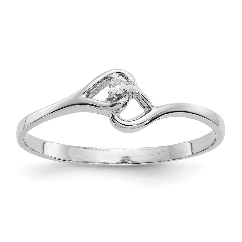 14k White Gold AAA Diamond heart ring