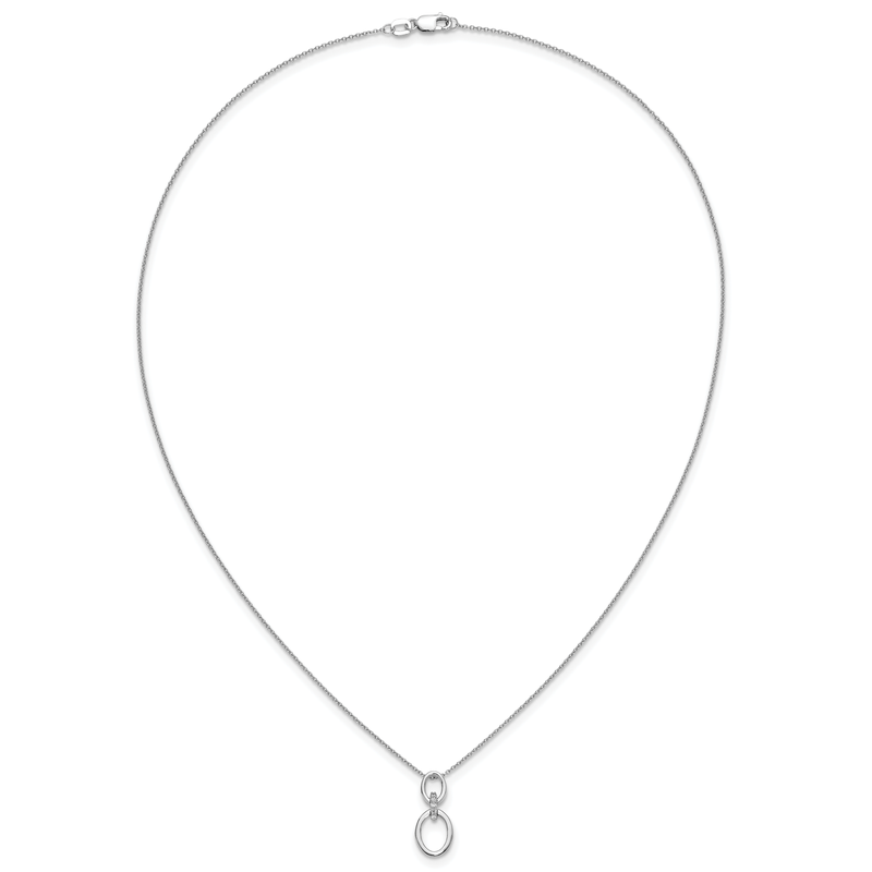 14k White Gold 1/20 carat Diamond Oval Pendant 18 inch Necklace