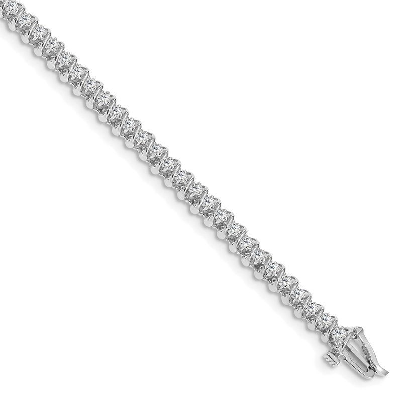 14k White Gold Complete 0.93 carat Round AAA Diamond Fancy Spiral 7 inch Tennis Bracelet