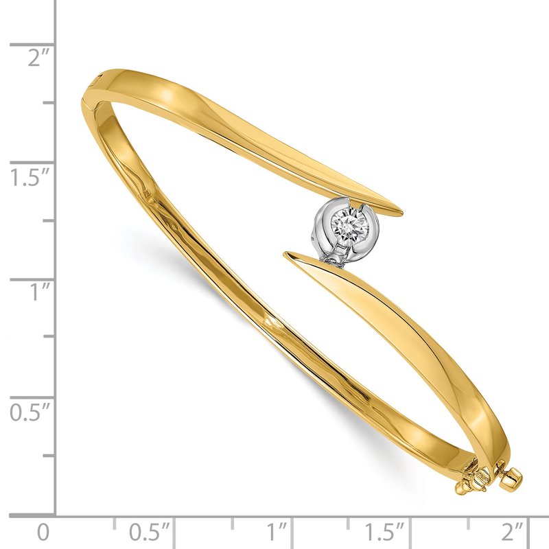 14k Two-tone Complete 1/2 carat VS Diamond Hinged Oval Bangle Bracelet