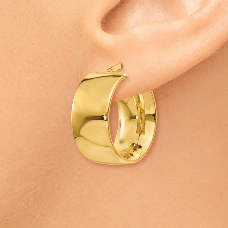 14k 9.75mm Polished Round Hoop Earrings
