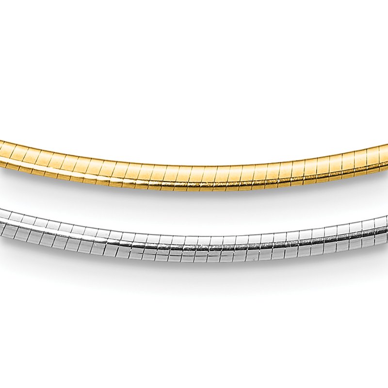 14K Two-Tone 2mm Reversible w/Adj. Chain Omega Necklace