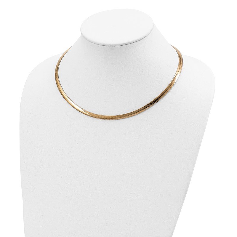 14k Two-tone 5mm Reversible White and Yellow 16 inch Domed Omega Necklace
