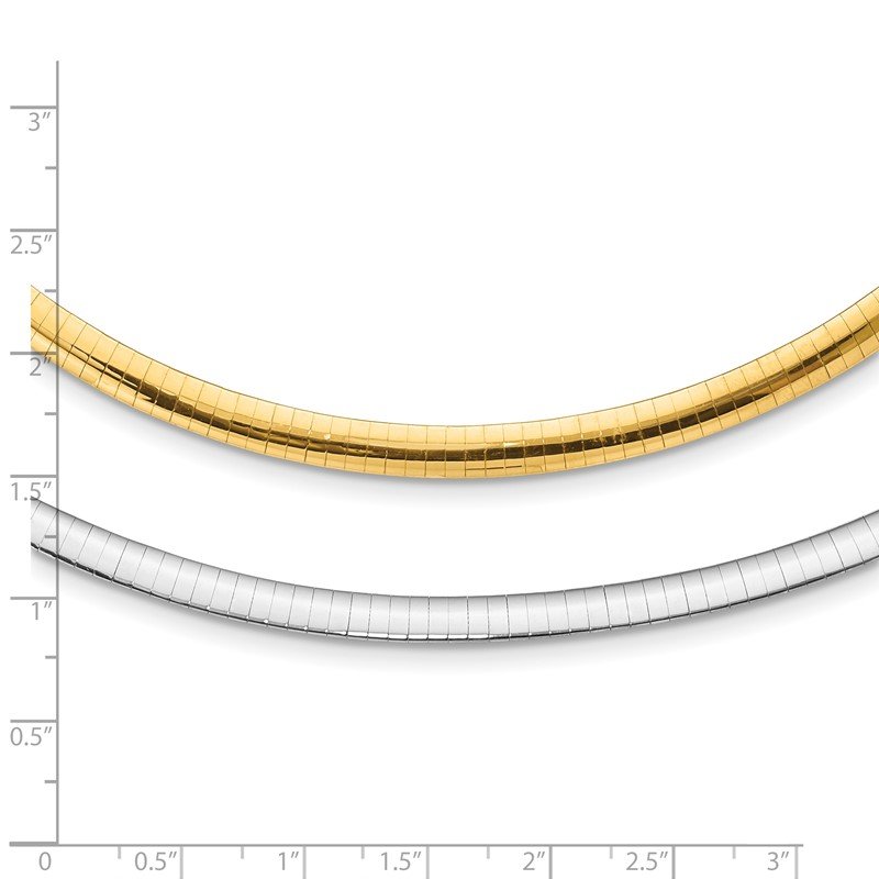 14k Two-tone 5mm Reversible White and Yellow 16 inch Domed Omega Necklace