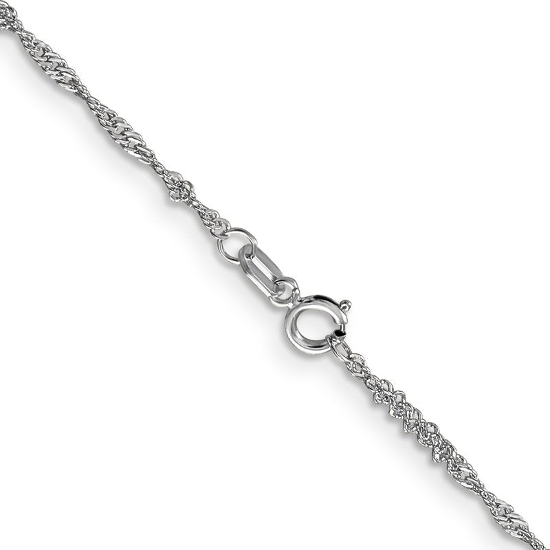 14K White Gold 10 inch 1.4mm Singapore with Spring Ring Clasp Anklet