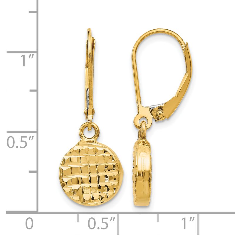 14K Polished D/C Leverback Earrings