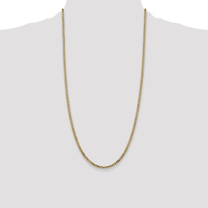 14K 26 inch 2.9mm Flat Beveled Curb with Lobster Clasp Chain