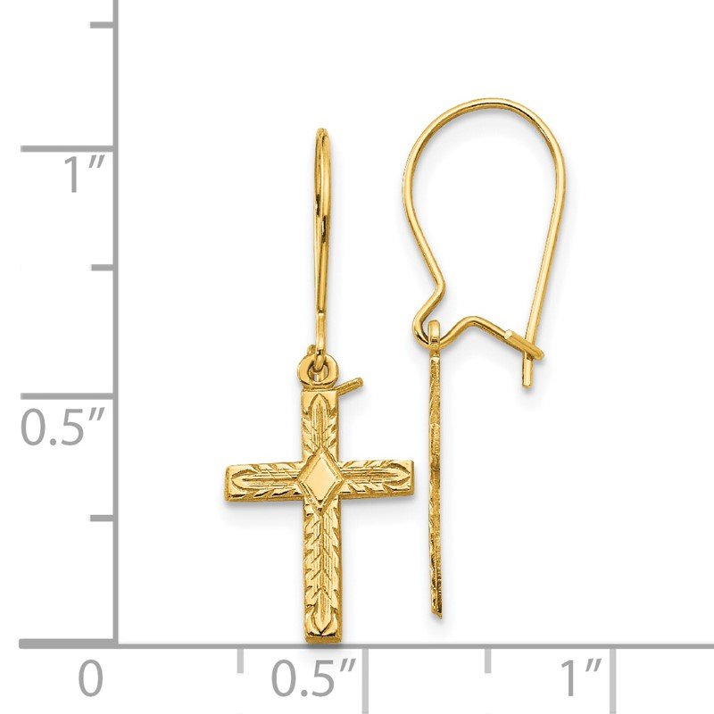 14k Polished &amp; Satin Cross Earrings