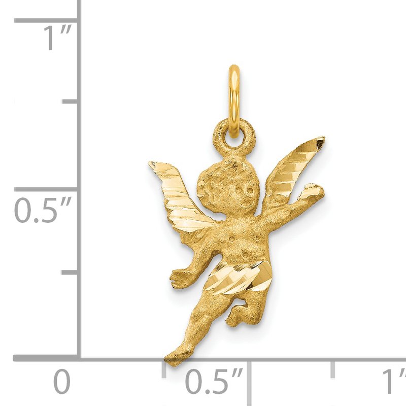 14k Satin Diamond-cut Angel Charm