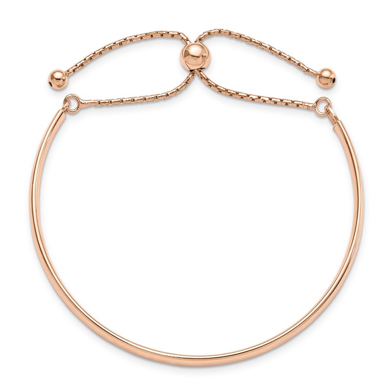 Sterling Silver Rose Gold-plated Polished Adjust Bangle