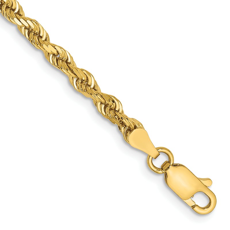 14K 26 Inch 3.35mm Diamond-cut Quadruple Rope Lobster Clasp Chain