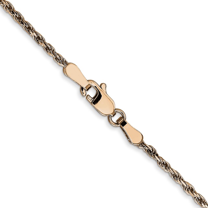 14K Rose Gold 10 inch 1.8mm Diamond-cut Man Made Rope with Lobster Clasp Anklet