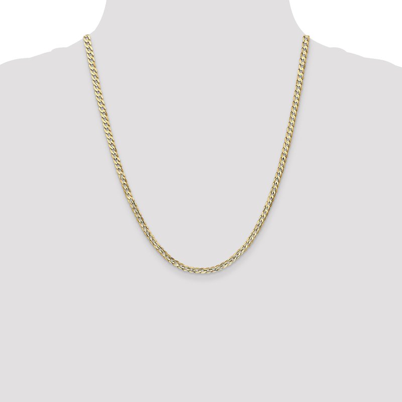 14K 26 inch 3.8mm Open Concave Curb with Lobster Clasp Chain