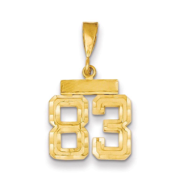 14k Small Brushed Diamond-cut Number 83 Charm