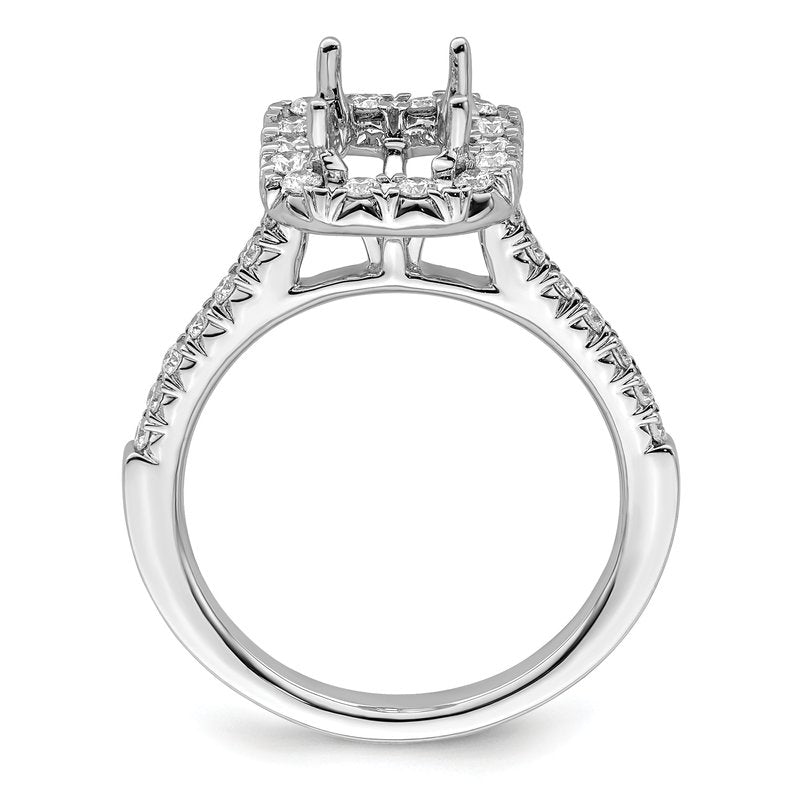 14K White Gold 1/4 carat Lab Grown Diamond VS+ F+ Semi-Mount Emerald Halo Engagement Ring