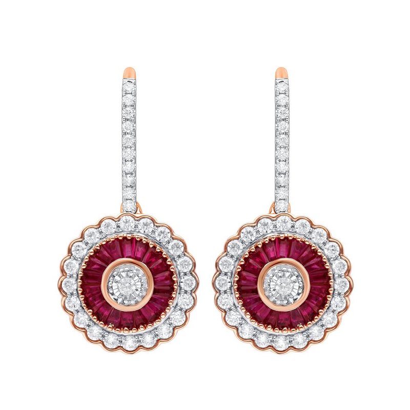 14K 1.00Ct Diamond  Ruby Earring