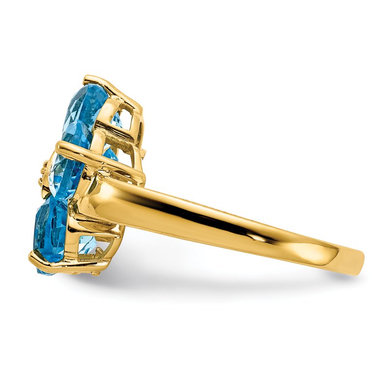 14k 6mm Heart Blue Topaz AAA Diamond ring