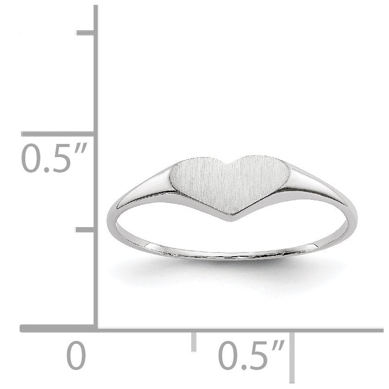 14k White Gold Heart Ring 8mmx4mm Open Back