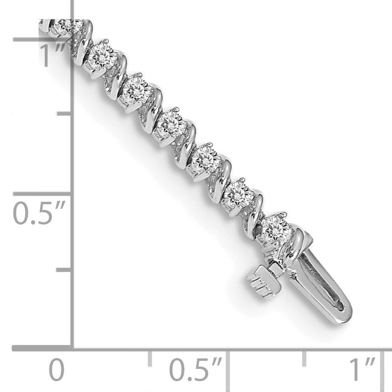 14k White Gold Complete 2 carat Round AA Diamond Swirled 2-prong 7 inch Tennis Bracelet