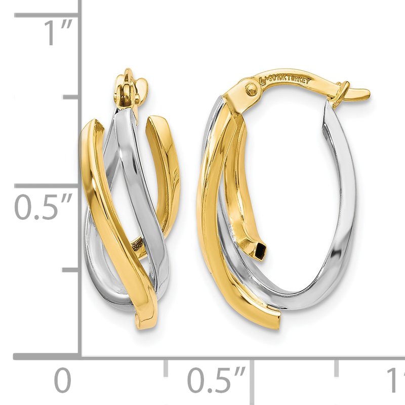 10K Two-tone Polished Twisted Hoop Earrings