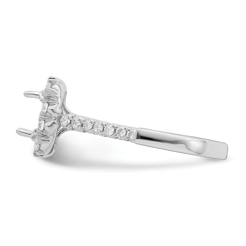 14K White Gold 1/2 carat Lab Grown Diamond VS+ F+ Semi-Mount Asscher Halo Engagement Ring