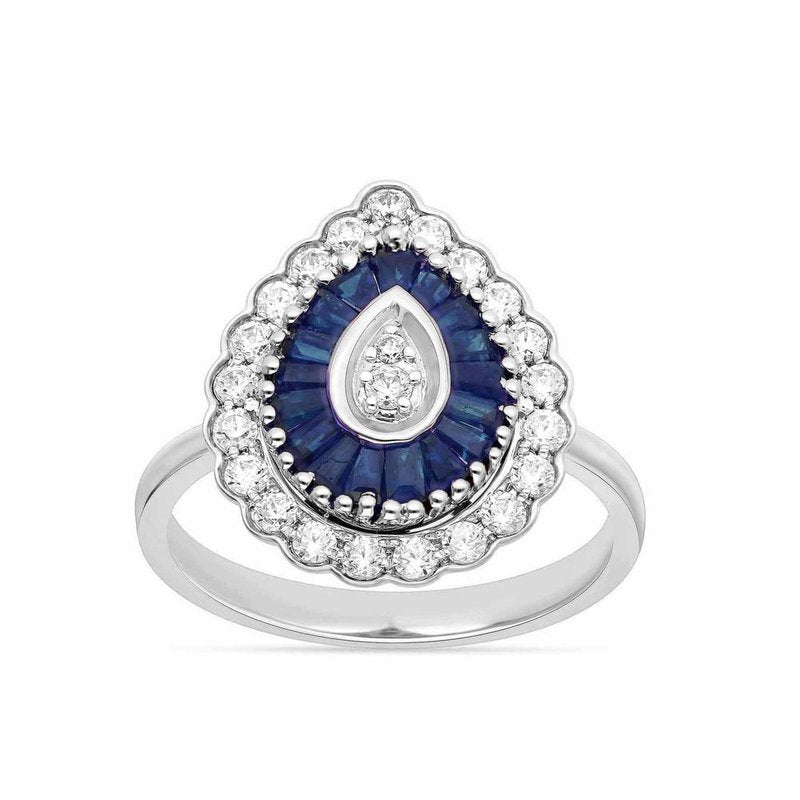 14K 0.35Ct Diamond Sapphire Ring