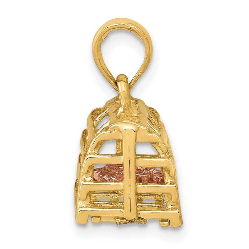 14K Two-Tone Large Moveable 3-D Pink Lobster In Trap Charm