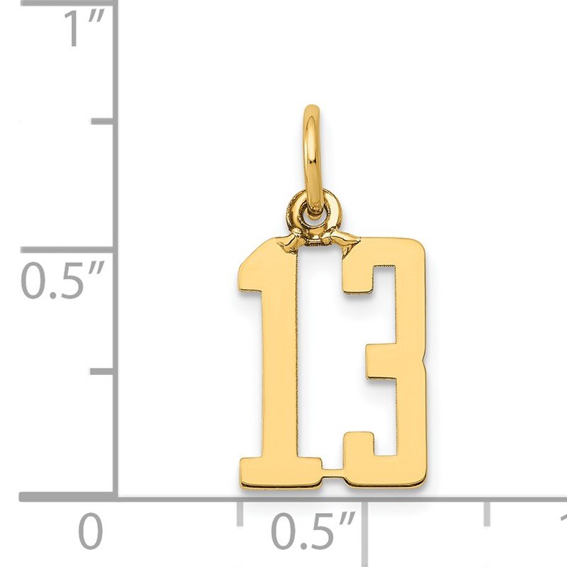 14k Small Elongated Number 13 Charm