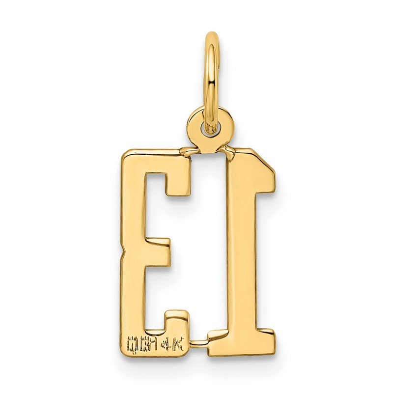 14k Small Elongated Number 13 Charm