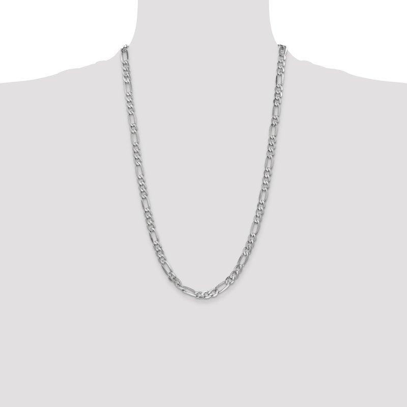 14K White Gold 26 inch 6mm Flat Figaro with Lobster Clasp Chain