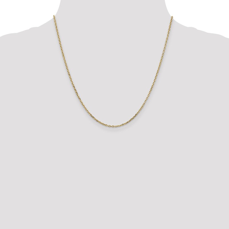 14K 26 inch 1.8mm Diamond-cut Round Open Link Cable with Lobster Clasp Chain